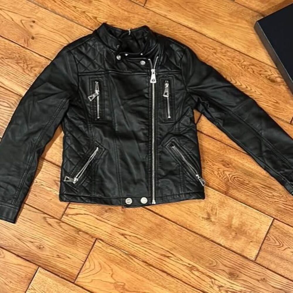 Urban Republic GIRLS BLACK FAUX LEATHER 'MOTO' JACKET-(S)0101